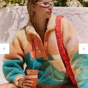 NWT! Free People Multicolor Hit The Slopes Printed Fleece Pullover